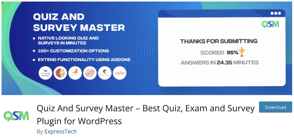 quiz and survey master free plugin