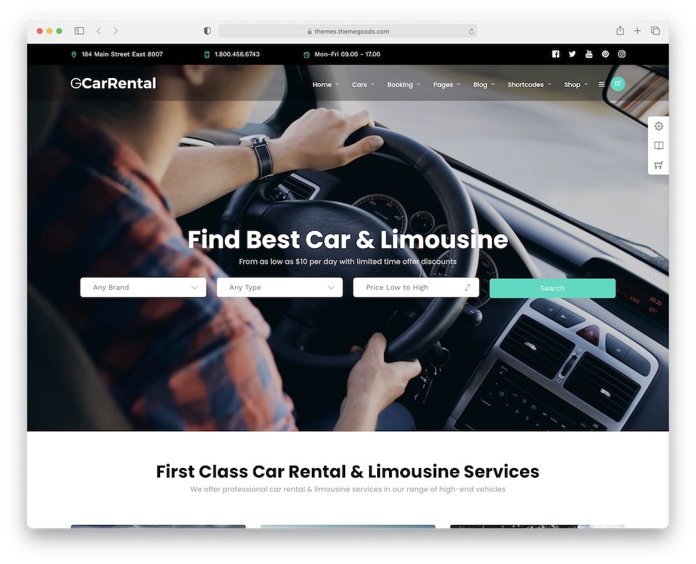 grand car rental wordpress theme