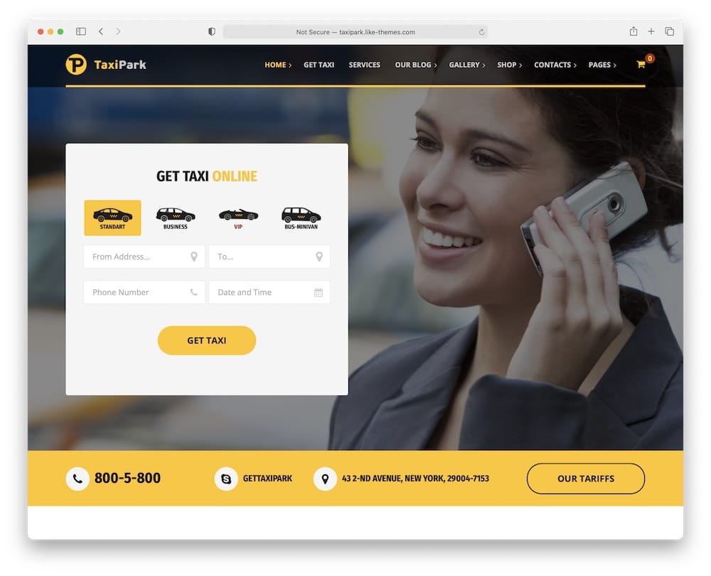 taxipark taxi booking wordpress theme