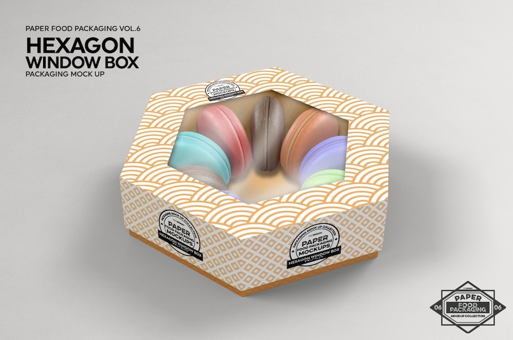 hexagon window box mockup