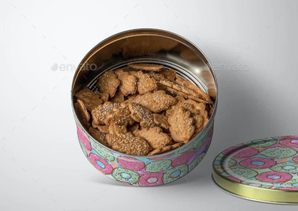 metal cookie box mockup