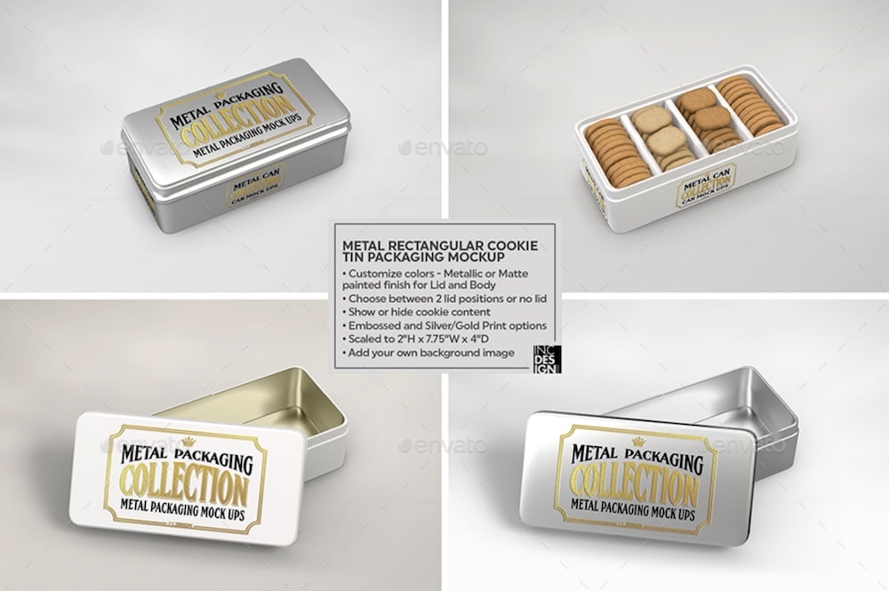 metal rectangular cookie tin mockup