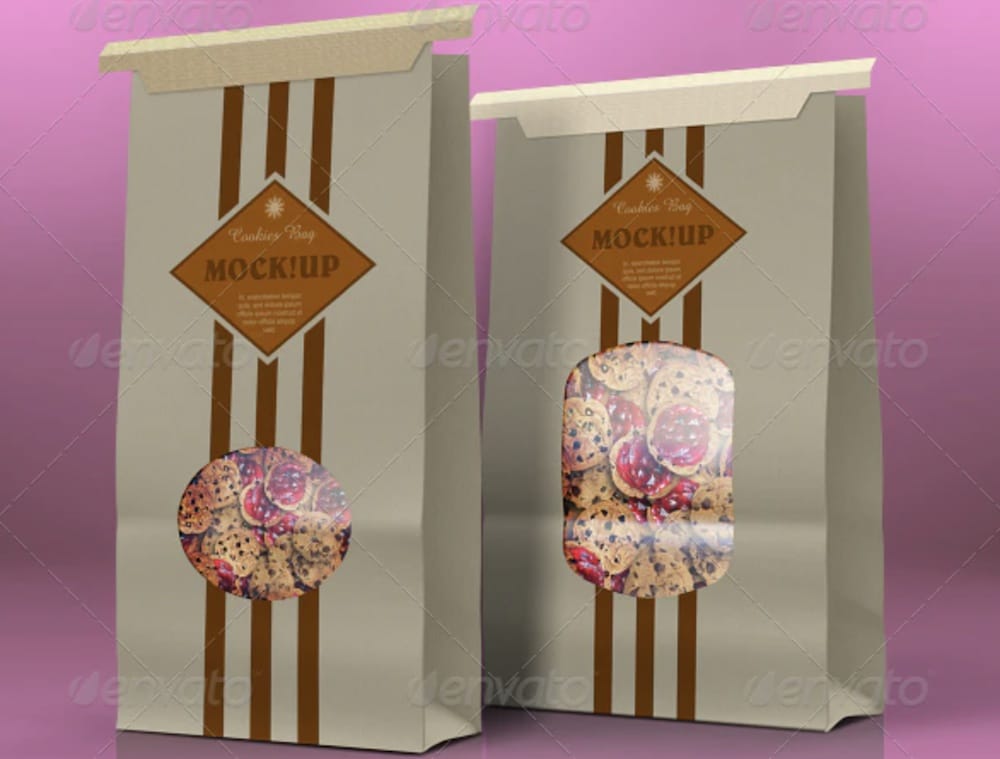 paper cookie bag mockup