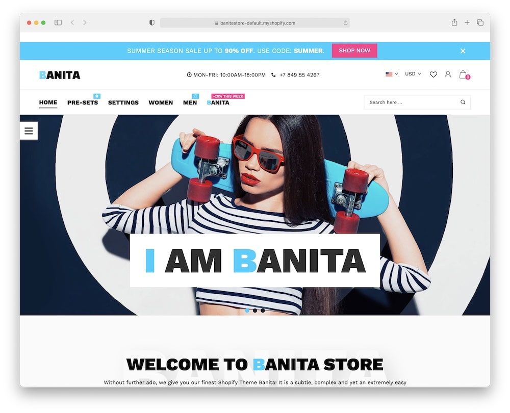 banita mega menu shopify theme