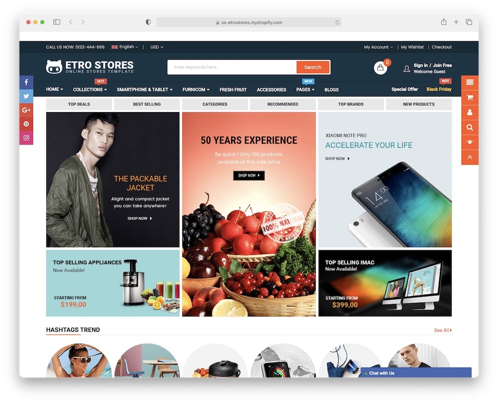 etrostore mega menu with images shopify theme