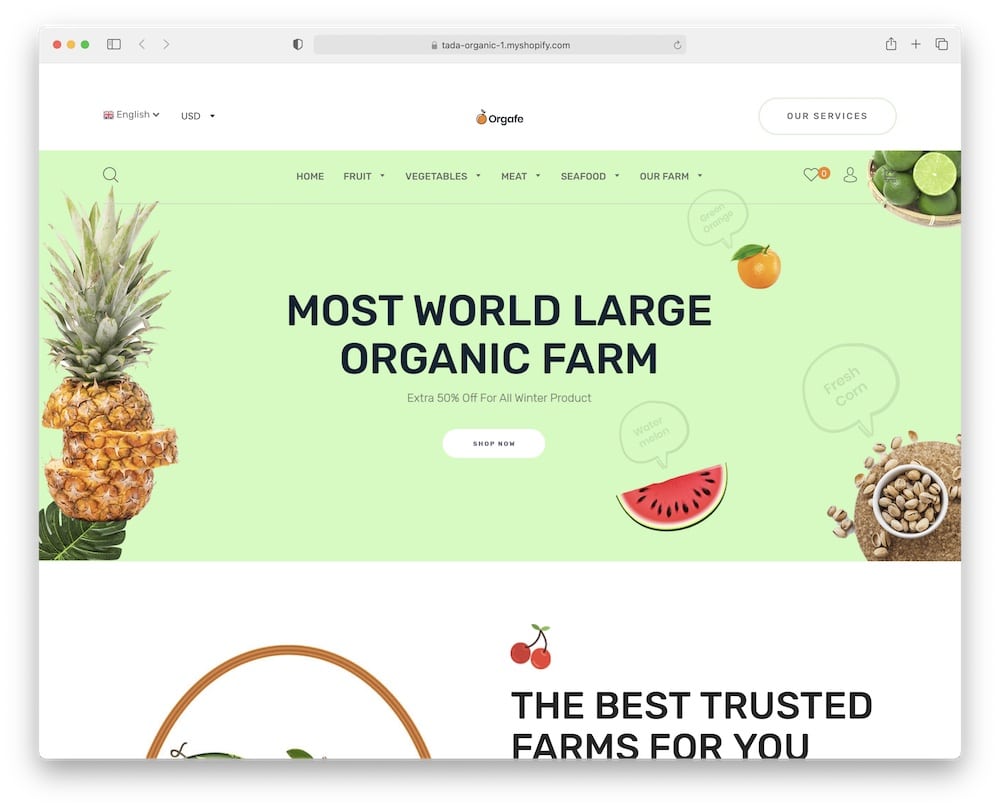 orgafe mega menu shopify theme