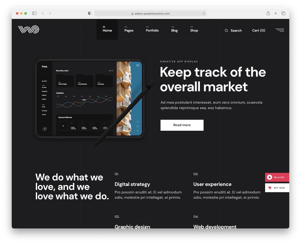 webon animated wordpress landing page theme