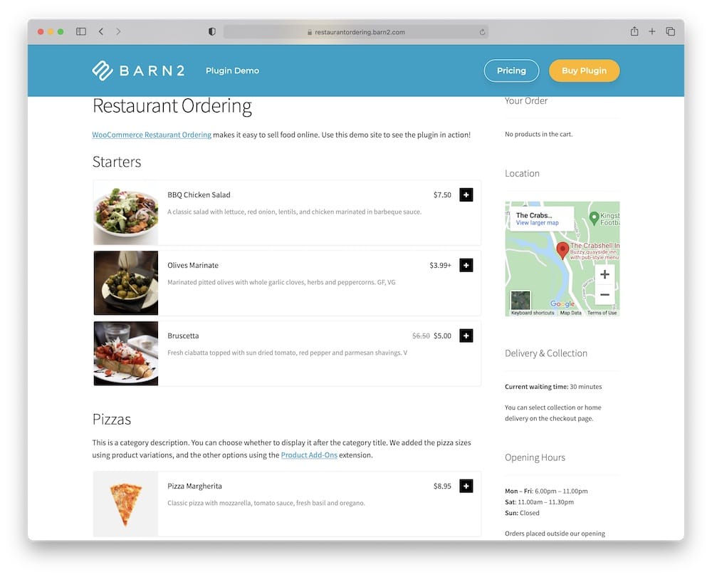 woocommerce restaurant ordering