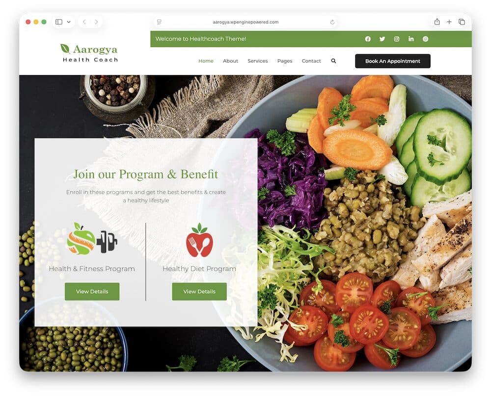aarogya dietitian wordpress theme