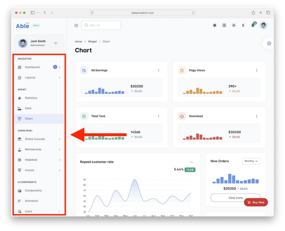 able pro template advanced ui components