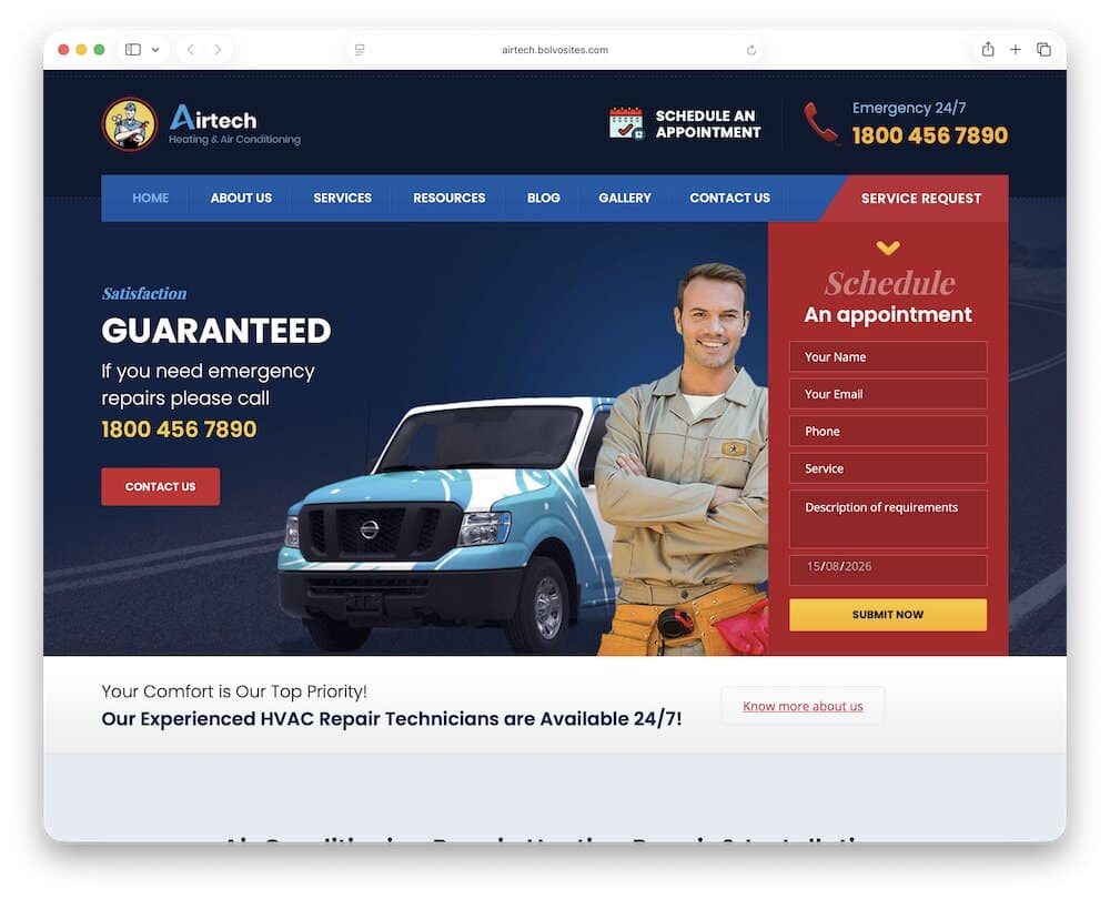 airtech hvac wordpress theme