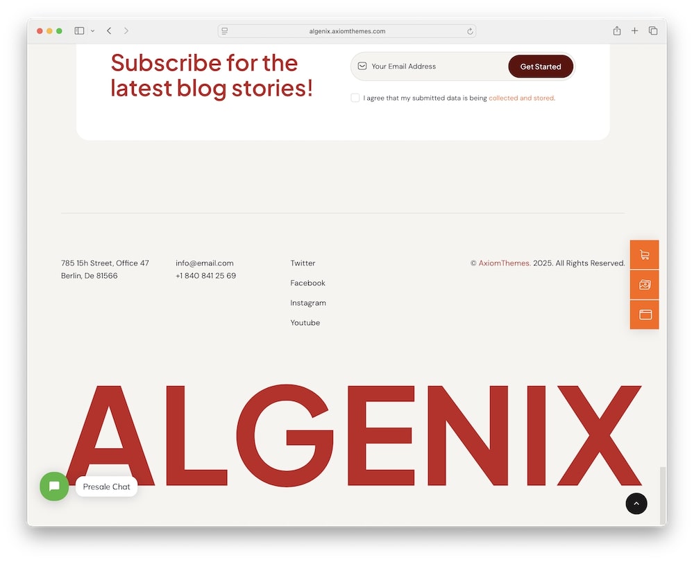 algenix wordpress theme header and footer builder