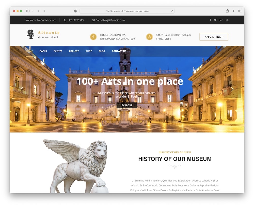 alicante wordpress museum exhibition theme