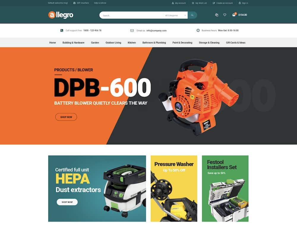 allegro hardware store wordpress theme