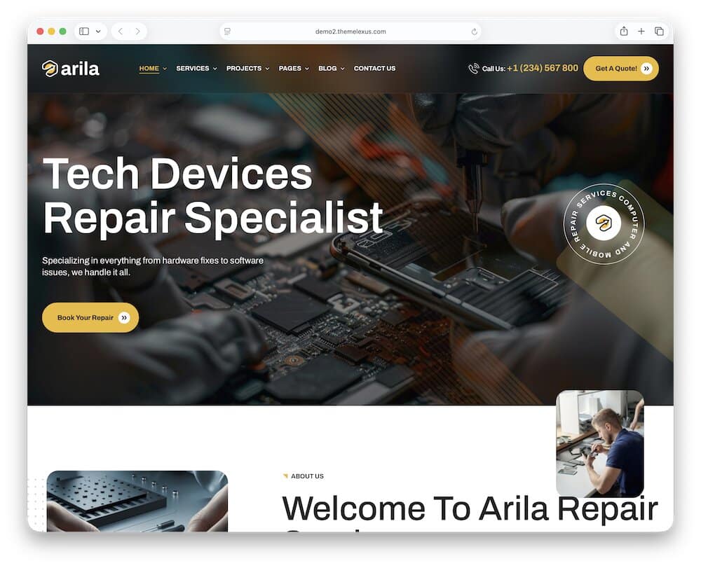 arila wordpress mobile repair theme