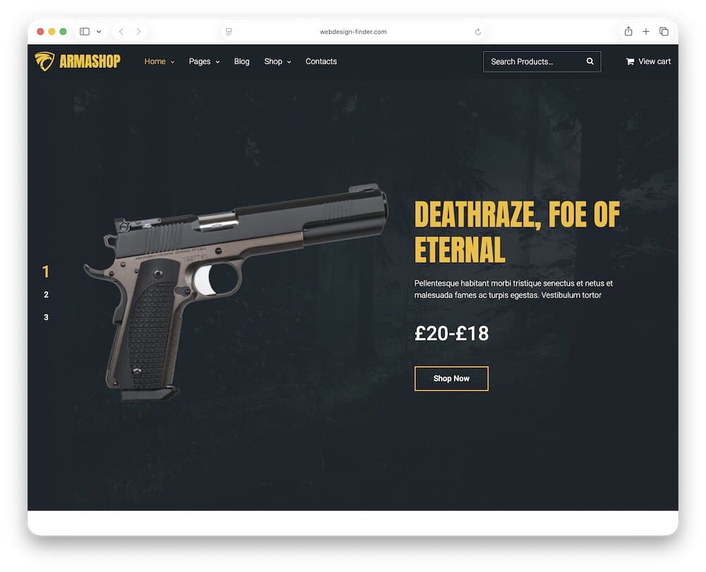 armashop gun store wordpress theme