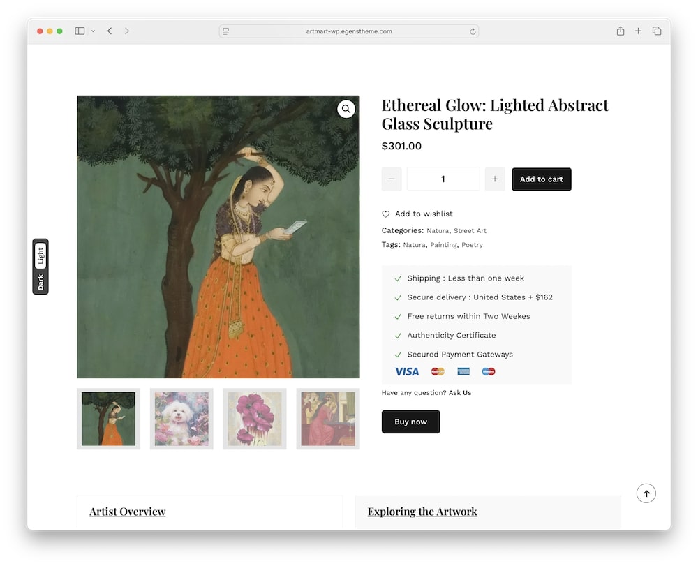 artmart wordpress theme woocommerce integration