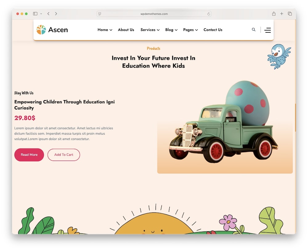 ascen wordpress theme child friendly design elements