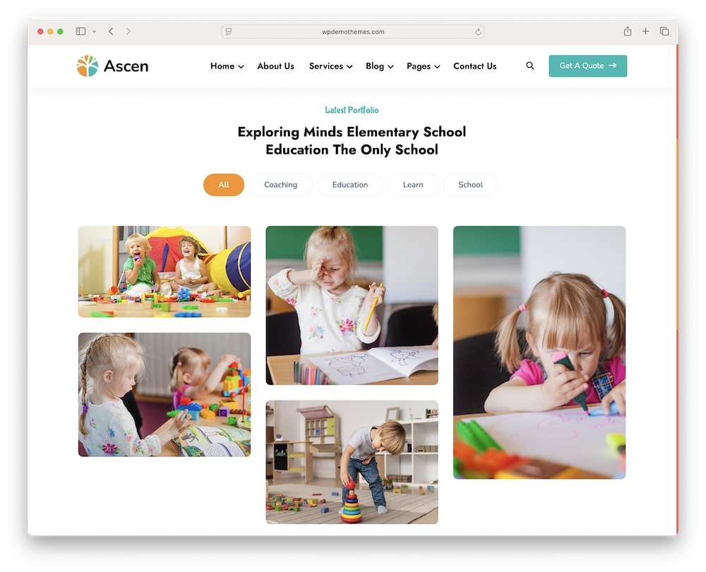 ascen wordpress theme demo layouts