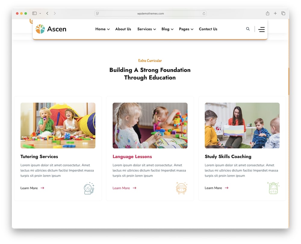 ascen wordpress theme elementor page builder