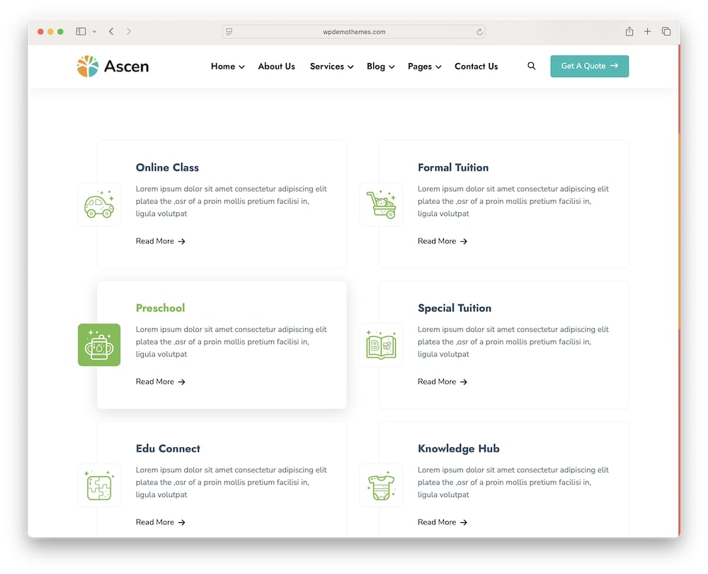 ascen wordpress theme test