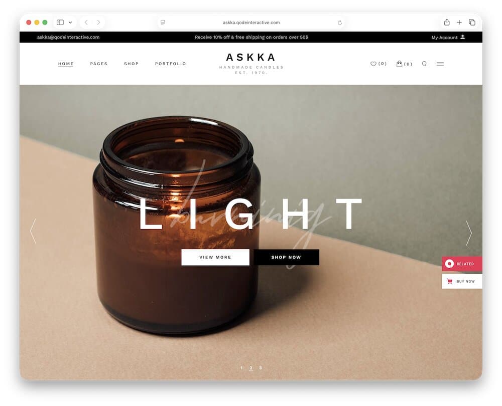 askka candle shop wordpress theme