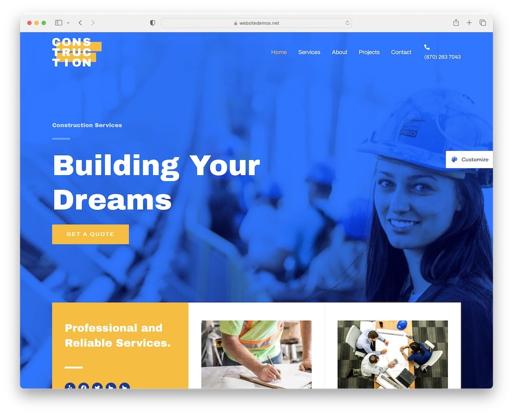 astra construction company wordpress theme