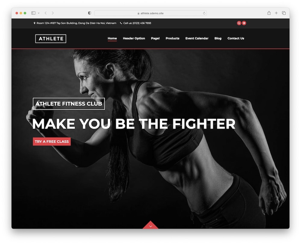 athlete fitness wordpress theme