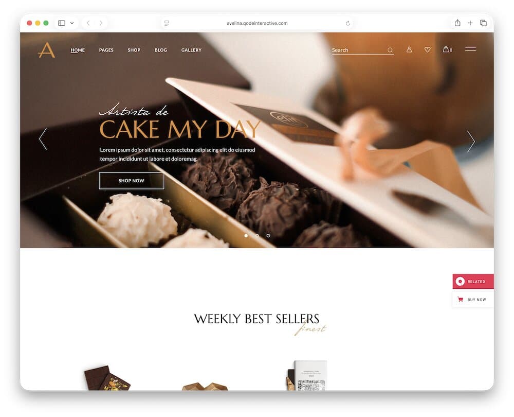 avelina chocolate shop wordpress theme