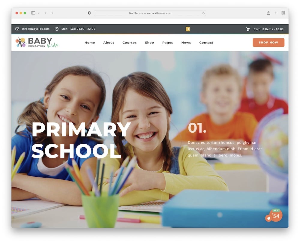 baby kids wordpress education theme