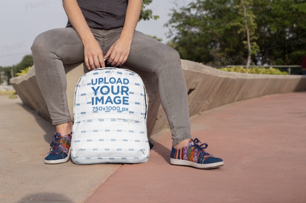 backpack mockup of a student sitting