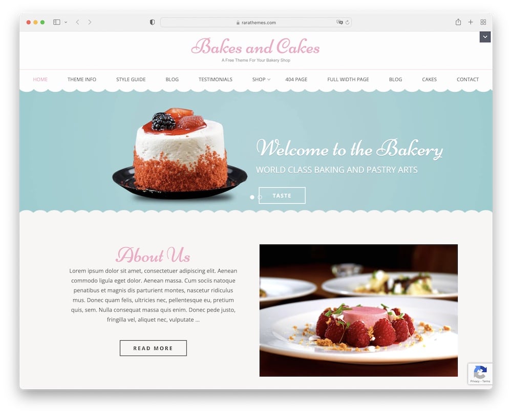 bakes and cakes free wordpress theme