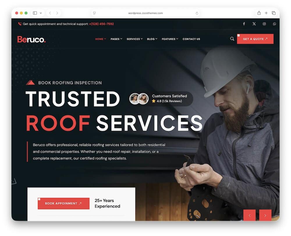 beruco roofing wordpress theme