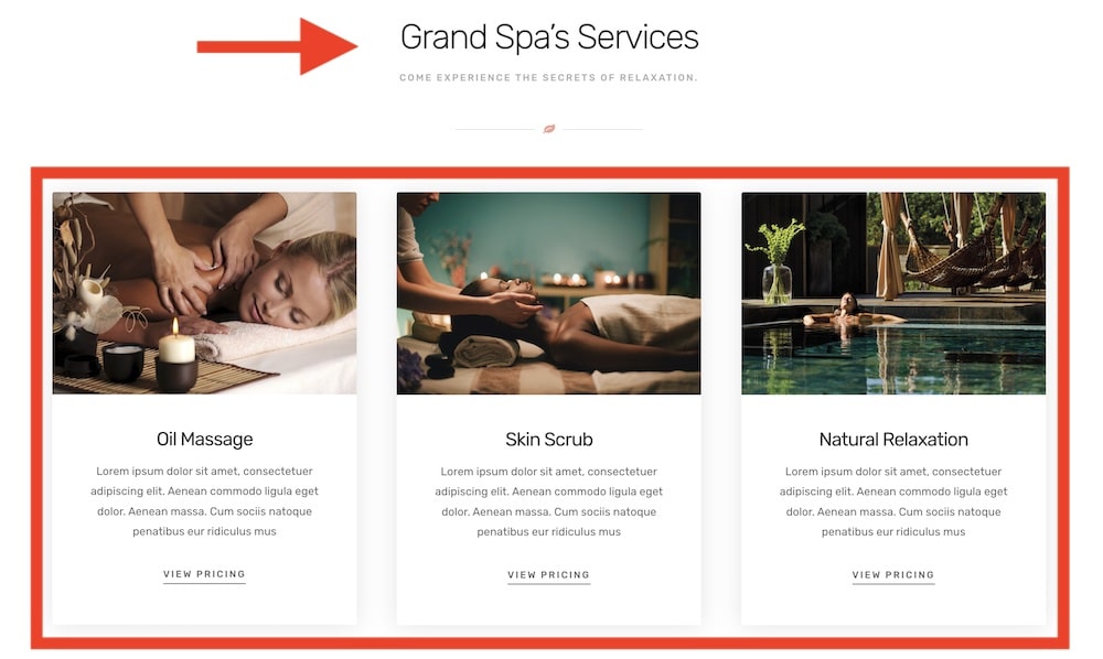 best features of a massage salon website