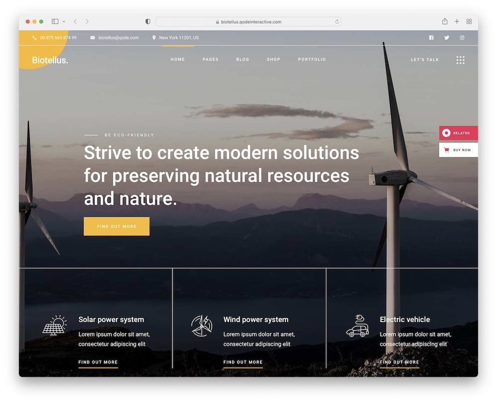 biotellus wordpress solar renewable energy theme