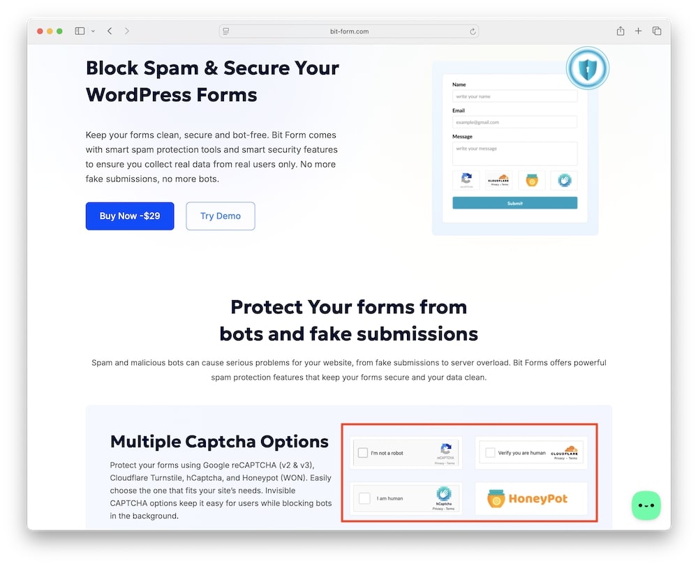 bit form plugin advanced spam protection