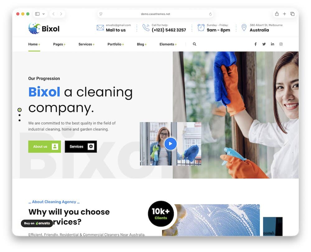 bixol window cleaning wordpress theme