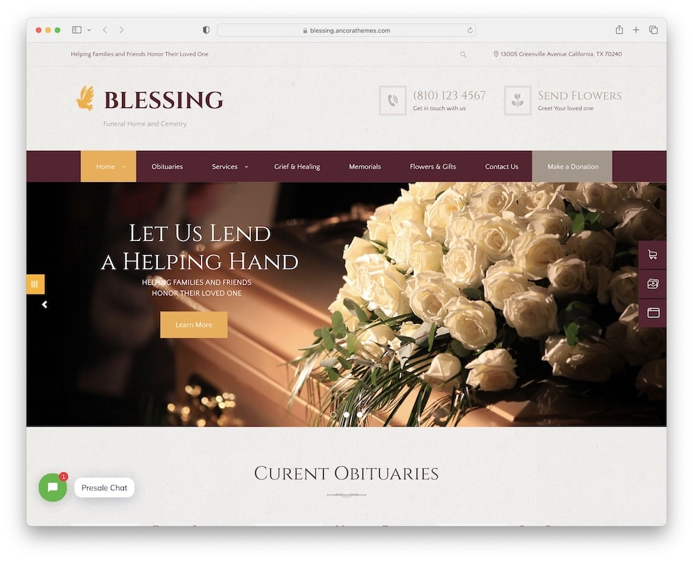 blessing wordpress funeral theme