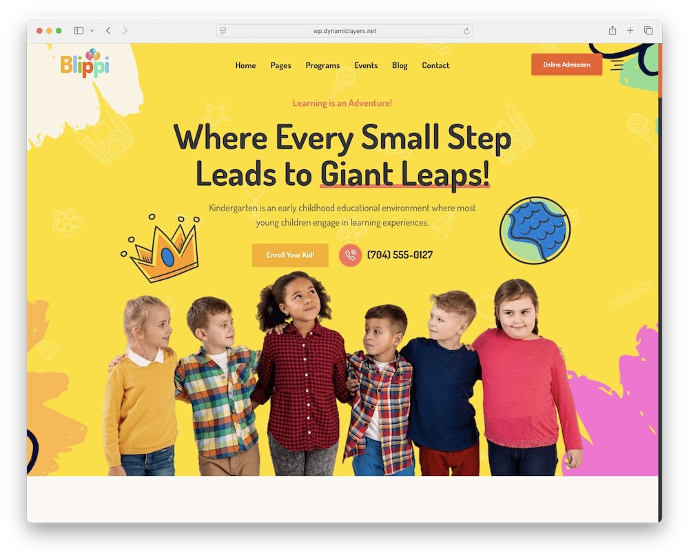 blippi wordpress theme for kindergartens and preschool