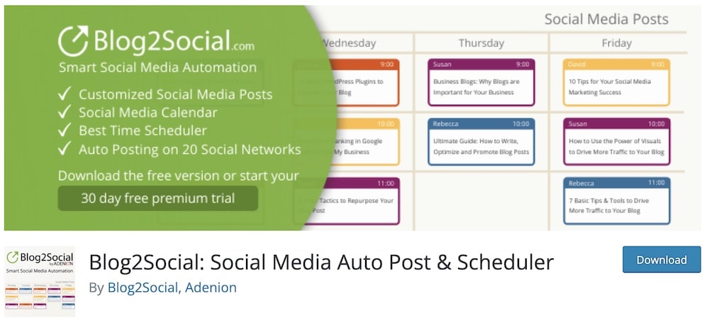 blog2social free wordpress autoblogging plugin