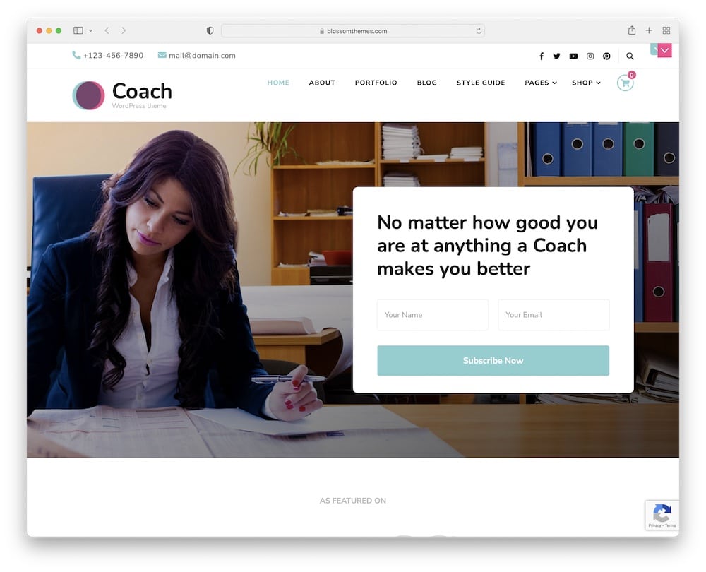 blossom coach free wordpress theme