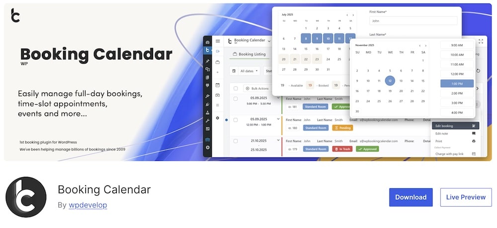 booking calendar free wp plugin