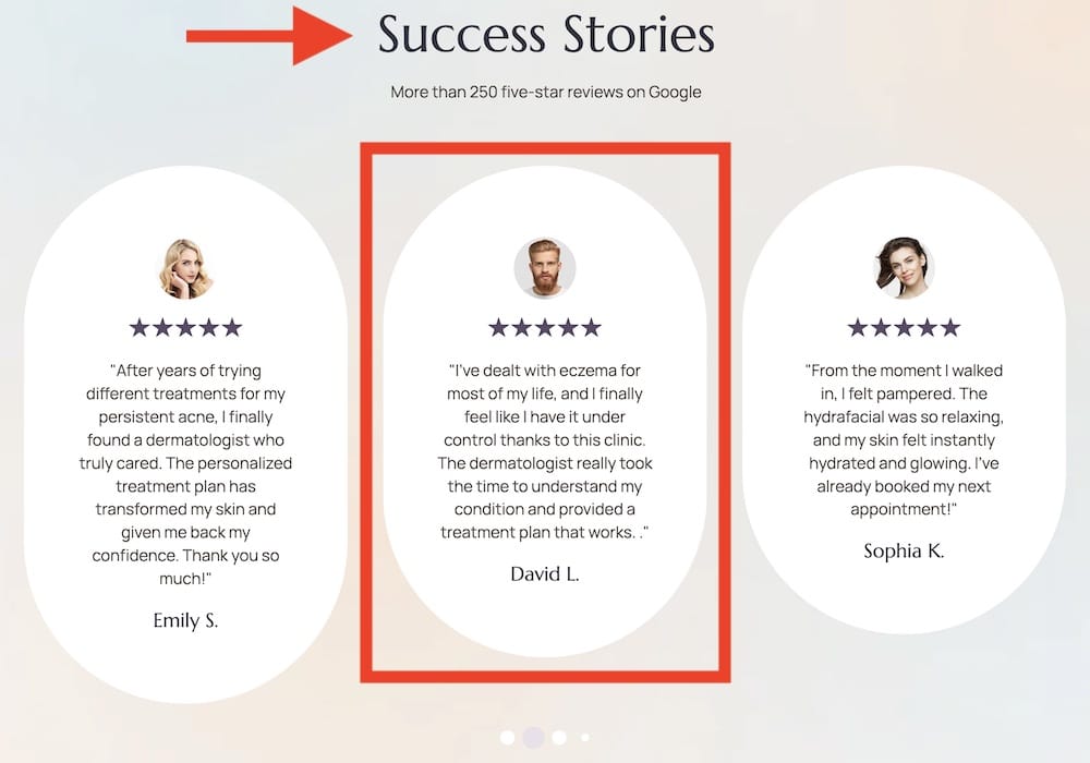 boost trust on a dermatology website