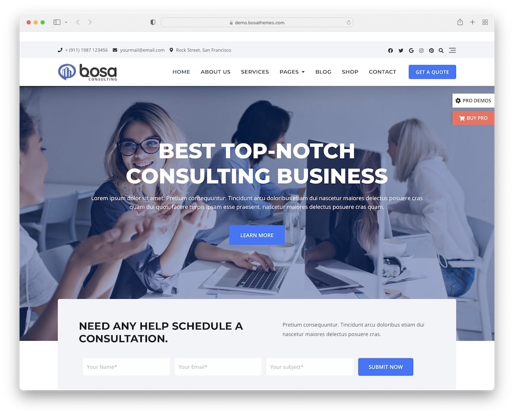 bosa consulting free wordpress theme