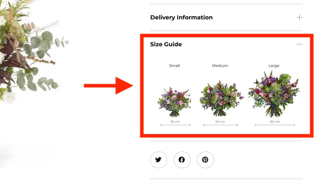 bouquet sizes and variations