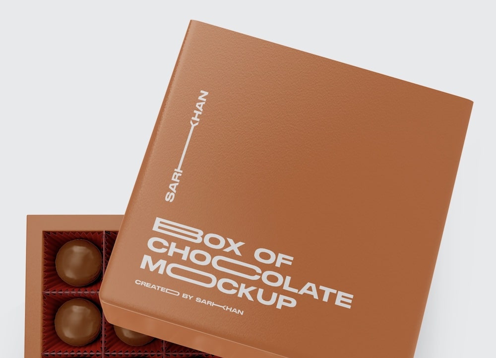 box of chocolate sweets mockup