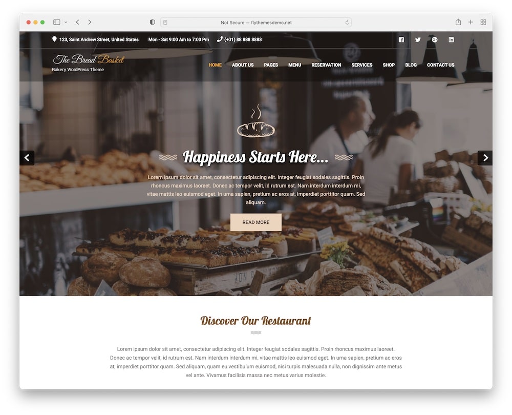 bread and cake free wordpress bakery theme