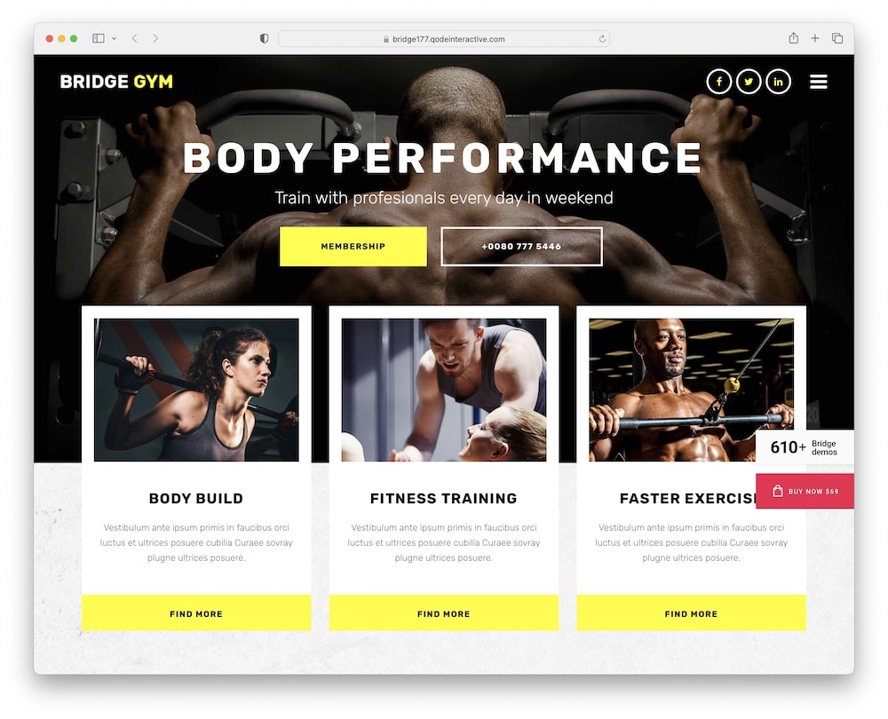 bridge personal trainer wordpress theme