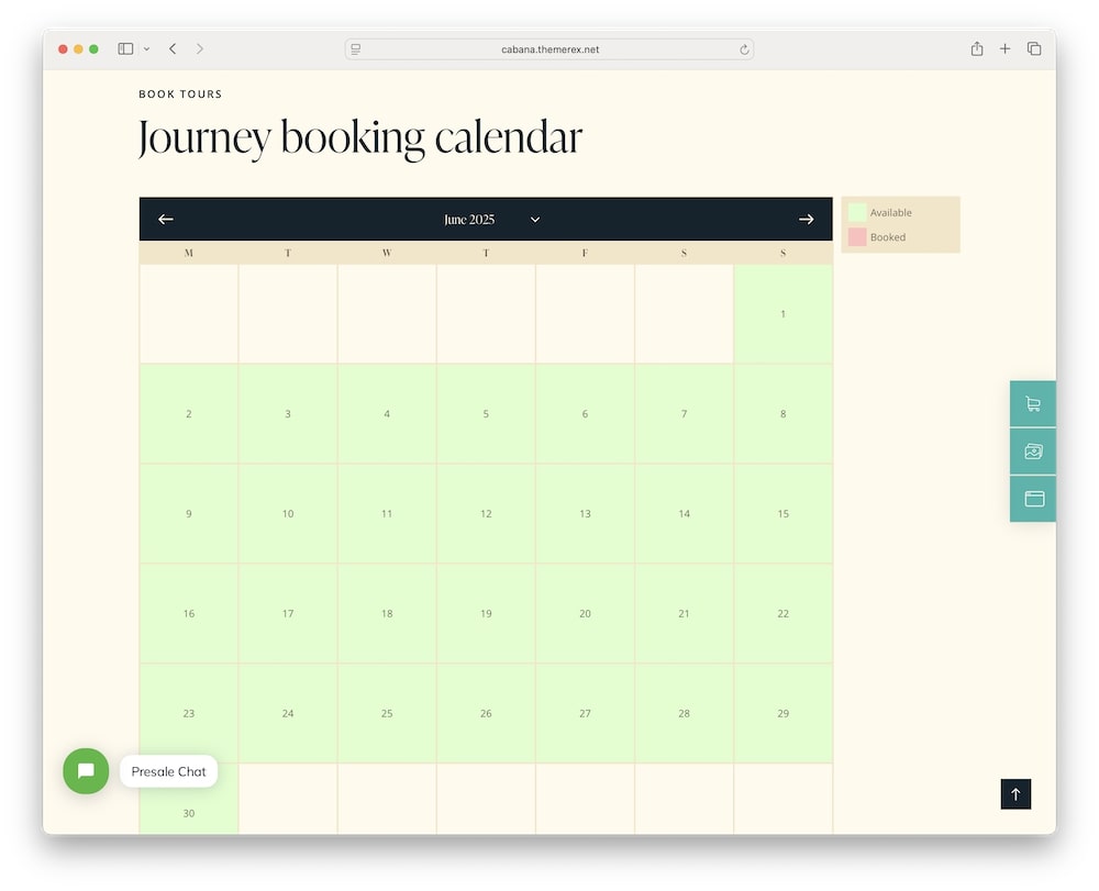 cabana wordpress theme booking module