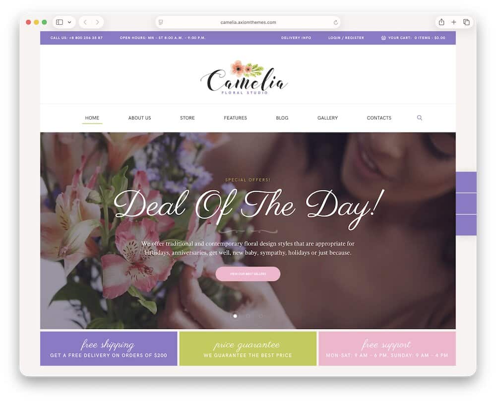camelia florist wordpress theme